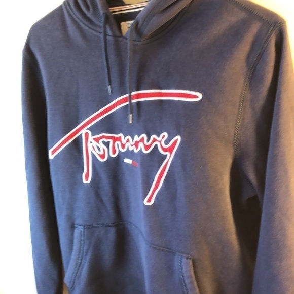 Tommy Hilfiger Denim Navy Tommy Pullover Hoodie Size Small Loungewear Kangaroo - Picture 16 of 16